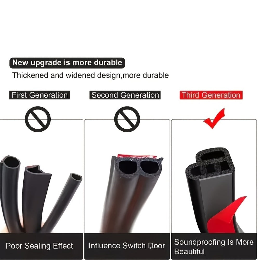 Car Door Seal Strip – 16.73ft Universal Self-Adhesive Rubber Weatherstrip for Noise Reduction & Sound Insulation, Fits Cars, Trucks