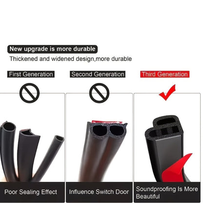 Car Door Seal Strip – 16.73ft Universal Self-Adhesive Rubber Weatherstrip for Noise Reduction & Sound Insulation, Fits Cars, Trucks