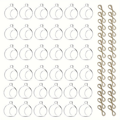 Hanging Glass Ball Candle Holders Set for Wedding Party Christmas Tree Decoration - Clear Glass Tea Light Holders with Hanging Design
