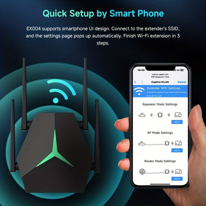 1167Mbps WiFi Repeater Single to Dual Band Converter - Wall-Penetrating Signal Booster Extender, 2.4G & 5G Simultaneous