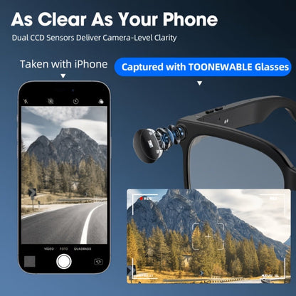 Smart Glasses Camera and Camera-Free Eyewear with Photochromic, Transparent and Black Lens Options