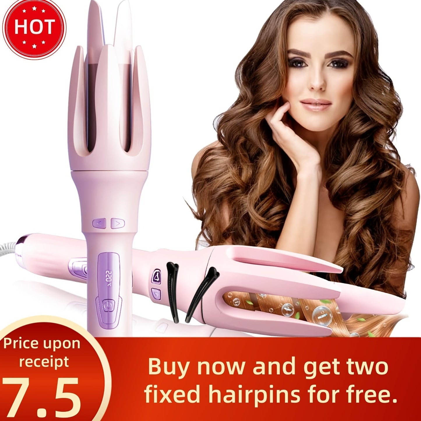 Automatic Curling Iron 32mm Essential Oil Coating, for Home, Travel and Salon Hair Styling