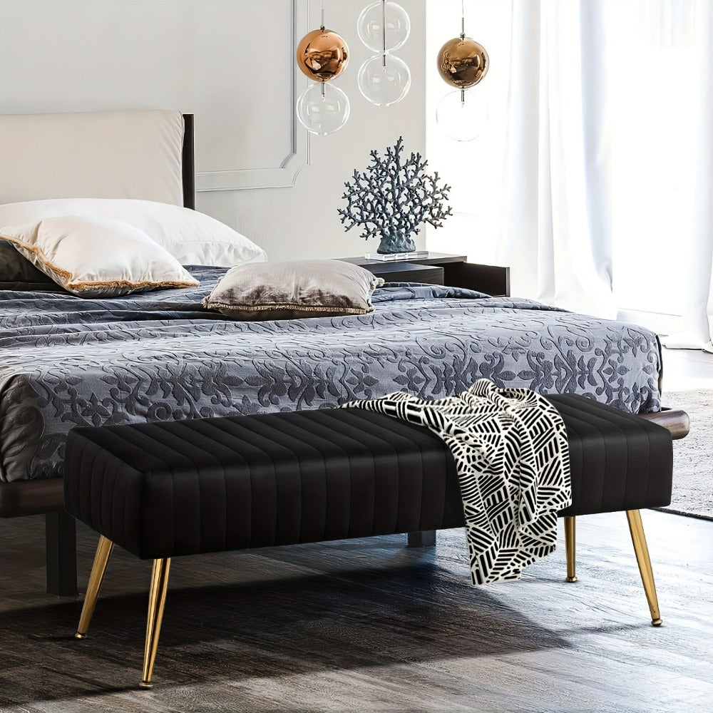 44-Inch Upholstered Accent Bench with Footrest for Comfortable Everyday Seating detail image - detail view 10