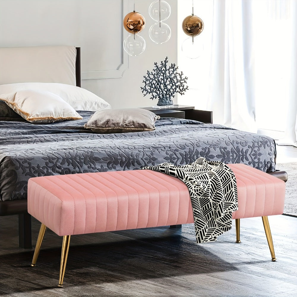 44-Inch Upholstered Accent Bench with Footrest for Comfortable Everyday Seating detail image - detail view 11