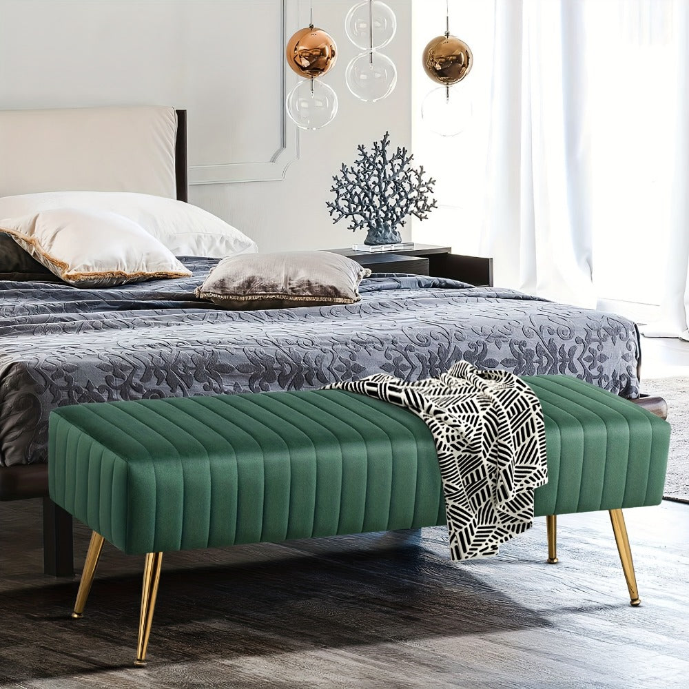 44-Inch Upholstered Accent Bench with Footrest for Comfortable Everyday Seating detail image - detail view 12