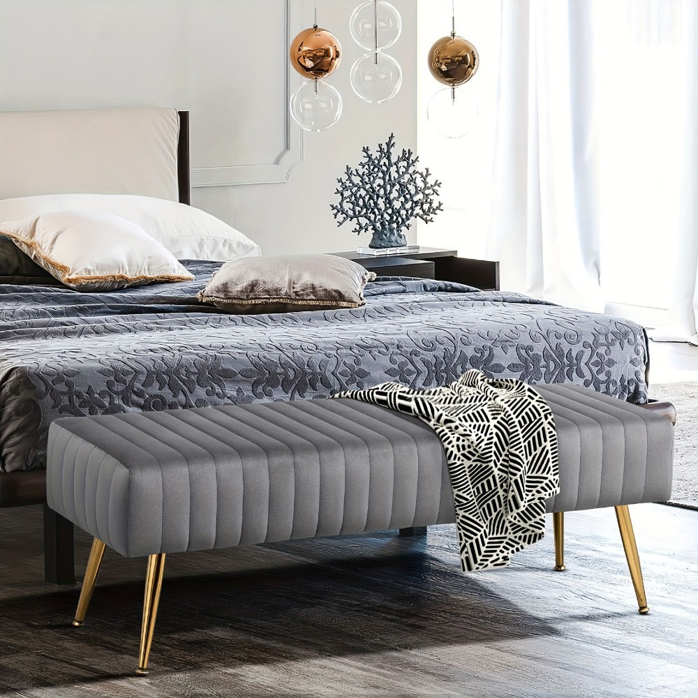 44-Inch Upholstered Accent Bench with Footrest for Comfortable Everyday Seating detail image - detail view 13