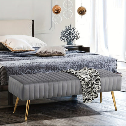 44-Inch Upholstered Accent Bench with Footrest for Comfortable Everyday Seating detail image - detail view 13