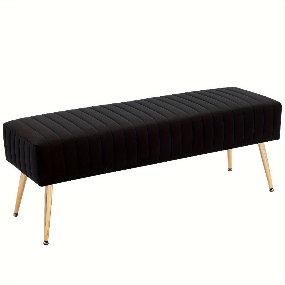 44-Inch Upholstered Accent Bench with Footrest for Comfortable Everyday Seating detail image