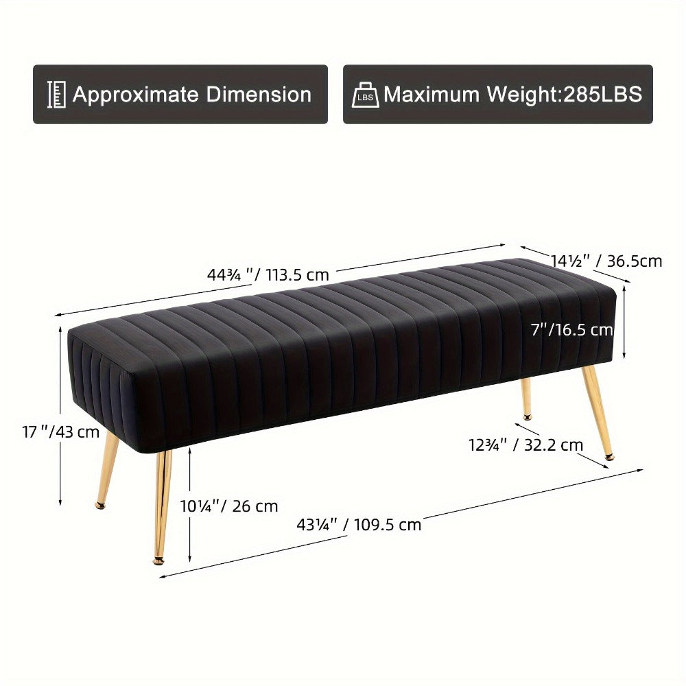 44-Inch Upholstered Accent Bench with Footrest for Comfortable Everyday Seating detail image - detail view 3
