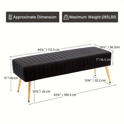44-Inch Upholstered Accent Bench with Footrest for Comfortable Everyday Seating detail image - detail view 3