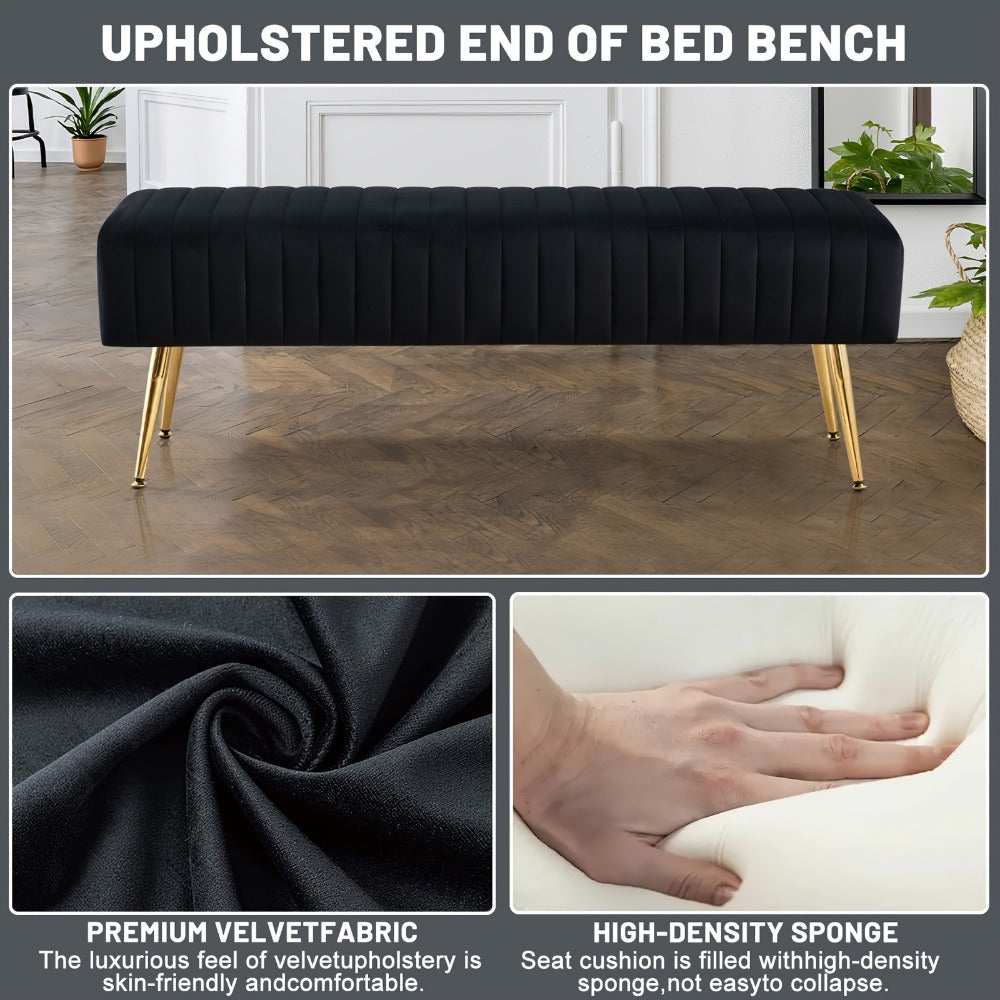 44-Inch Upholstered Accent Bench with Footrest for Comfortable Everyday Seating detail image - detail view 5