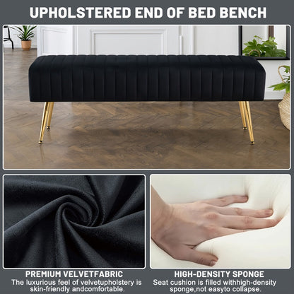 44-Inch Upholstered Accent Bench with Footrest for Comfortable Everyday Seating detail image - detail view 5