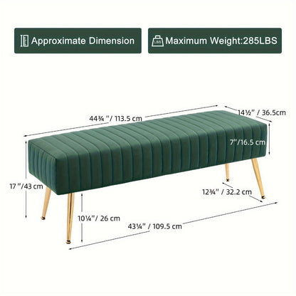 44-Inch Upholstered Accent Bench with Footrest for Comfortable Everyday Seating detail image - detail view 6
