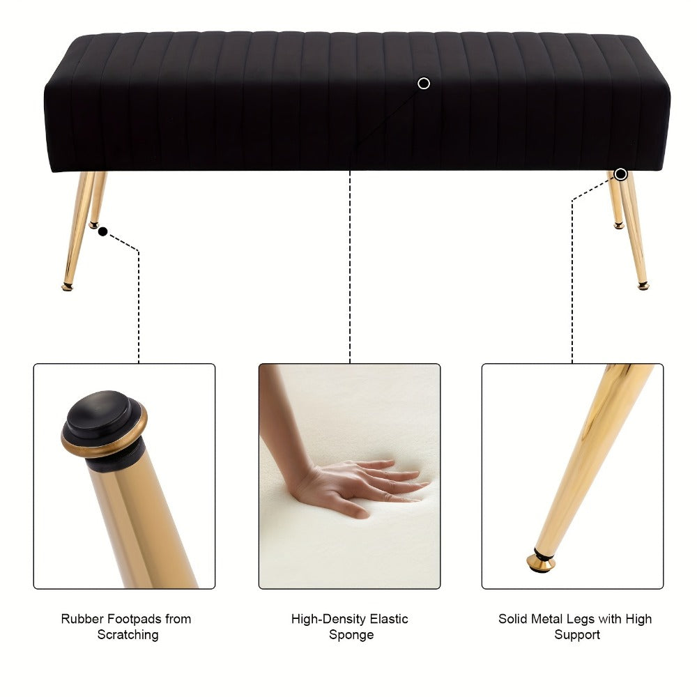 44-Inch Upholstered Accent Bench with Footrest for Comfortable Everyday Seating detail image - detail view 7