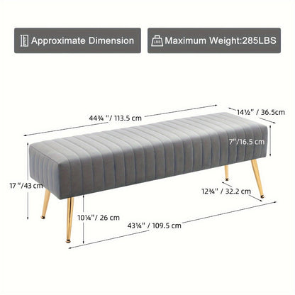 44-Inch Upholstered Accent Bench with Footrest for Comfortable Everyday Seating detail image - detail view 8