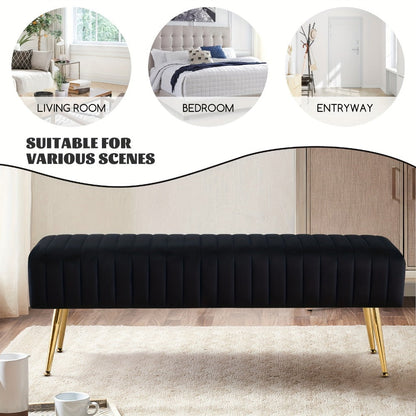 44-Inch Upholstered Accent Bench with Footrest for Comfortable Everyday Seating detail image - detail view 9