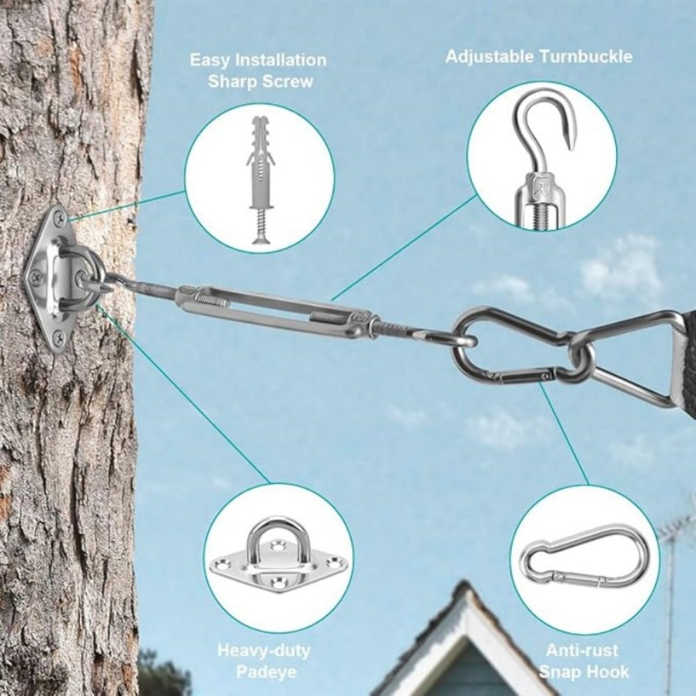 44-Piece Metal Shade Sail Hardware Kit with Weather-Resistant Finish for Patio detail image - detail view 10