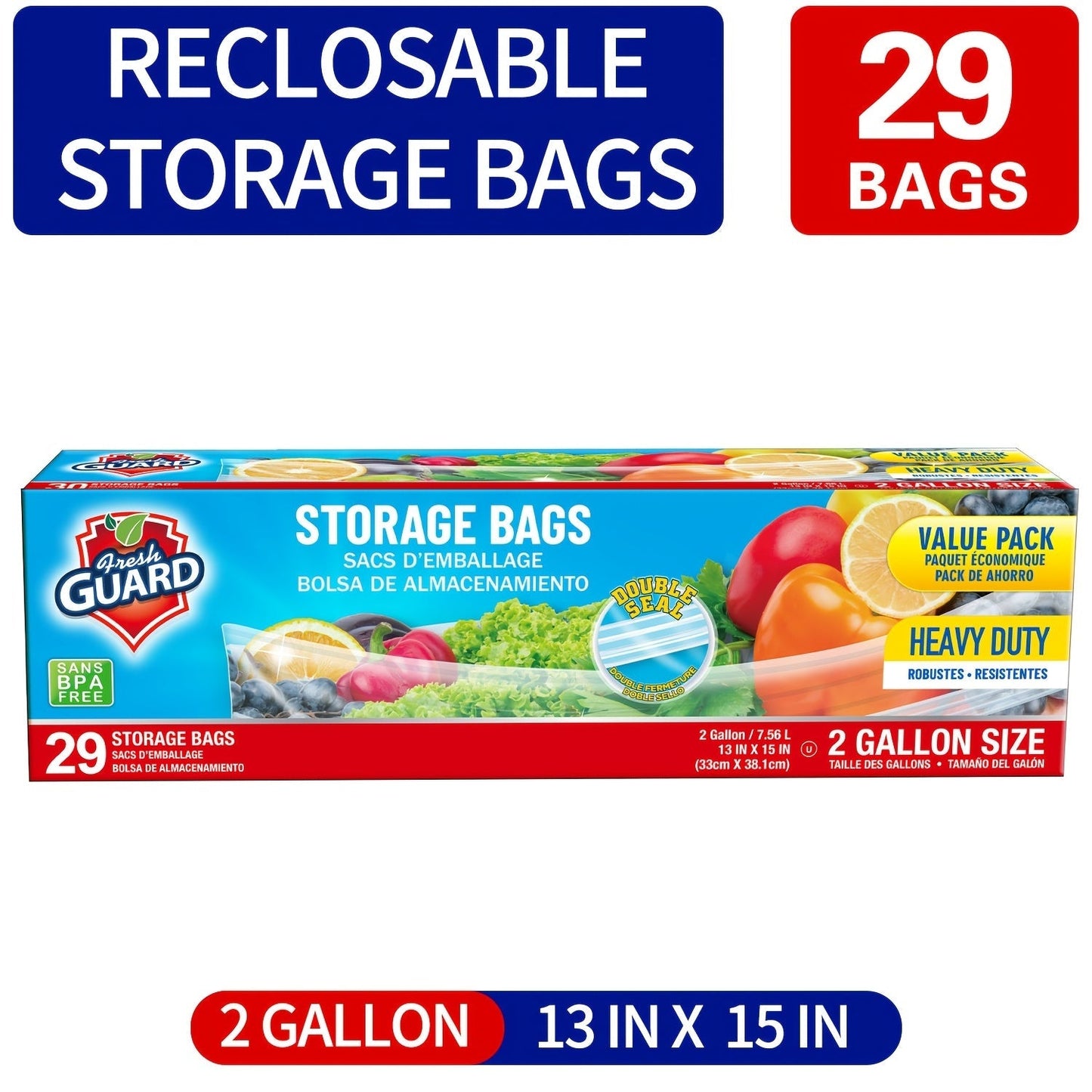 Freezer Storage Bags Resealable, Sturdy Bulk Food Storage Bags with Easy-Open Tabs for Freezer & Refrigerator