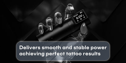 Wireless Tattoo Machine Kit Complete - POSEIDON V5 Rotary Pen with LCD Screen 1500mAh for Temporary Body Art, Festivals and Costumes