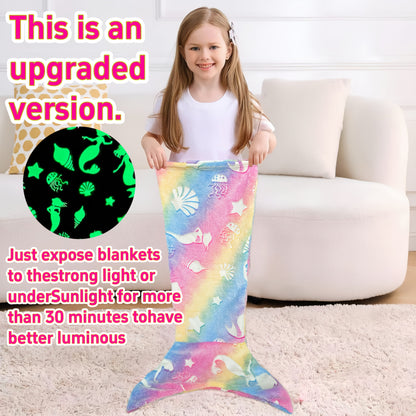 Mermaid Tail Sleeping Bag Blanket for Kids & Adults - Flannel 200GSM Anti-Kick Cozy Bed Cover