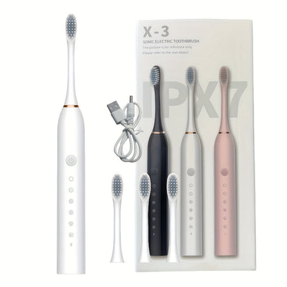 Electric Toothbrush with Six Brushing Modes, Two-Minute Timer, USB Charging and Three Color Options