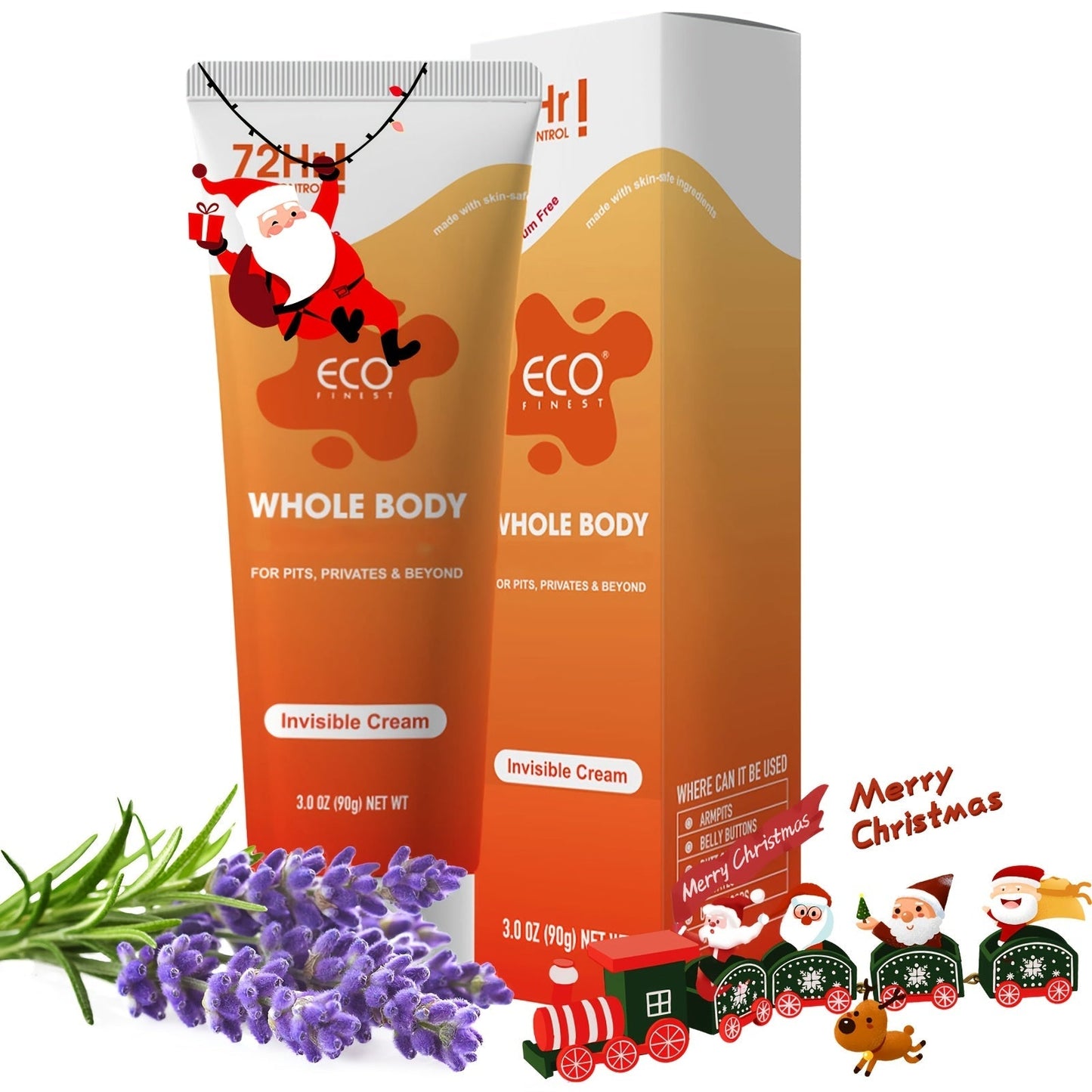 Natural Deodorant Cream 72-Hour Odor Protection – Aluminum-Free Body Deodorant with Lavender & Orange Scent | Long-Lasting Skin-Safe Formula