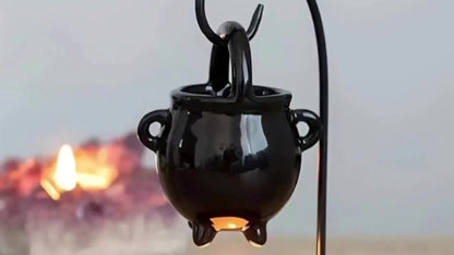 Ceramic Wax Melter Hanging Incense Holder Tealight Diffuser Black Witch Style Home Decor for Everyday Face, Beard and Body Grooming