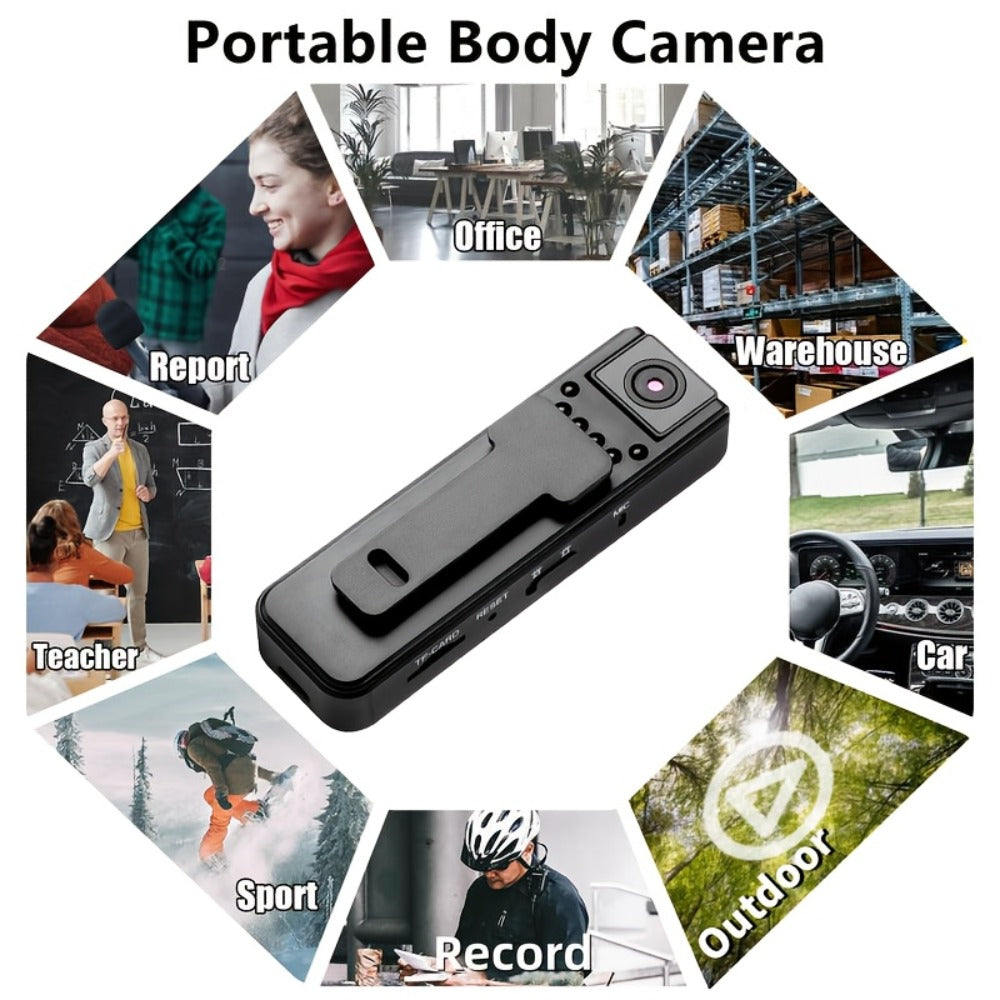 HD Night Vision Body Camera Portable Clip-On Wearable Sports Action Cam with Wide Angle Lens for an Everyday Personal Care Routine