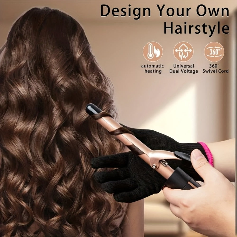 Ceramic Curling Iron Set 5-in-1 with Interchangeable Barrels & Heat Brush, Professional Hair Curler Wand Styling Kit for Waves & Curls