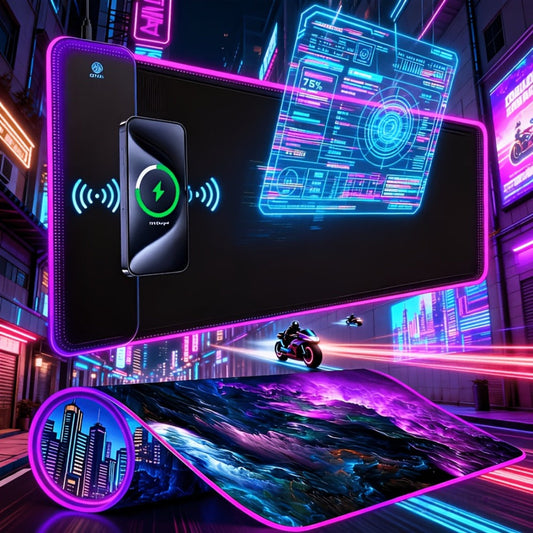 Wireless Charging RGB Mouse Pad Large LED Gaming Desk Mat, Multiple Color Switching, Anti-Slip Wear-Resistant Surface