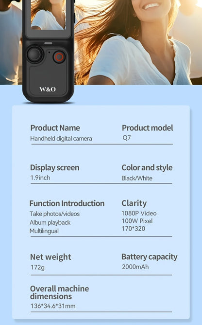 4K UHD Pocket Body Camera 32GB Card 2000mAh Battery 16X Zoom 180° Rotation 1.9-Inch Screen Mini Video Audio Cam for Outdoor Sport Bike
