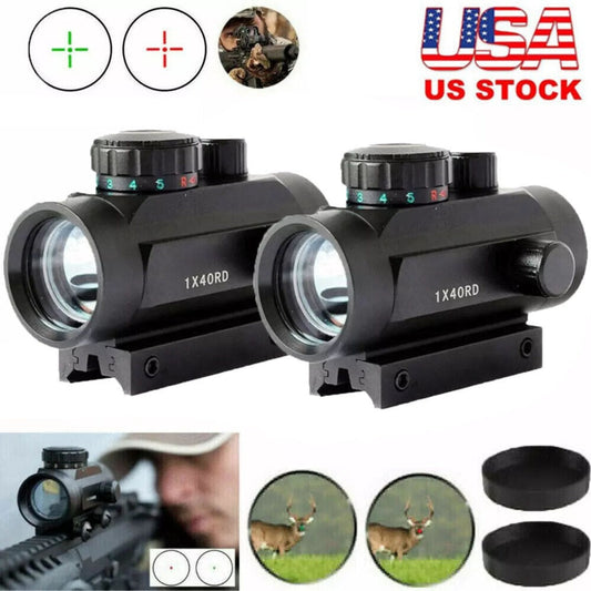 1x40 Red and Green Dot Sight with Crosshair or Point Reticle, Reversible 20mm and 11mm Rail Mount