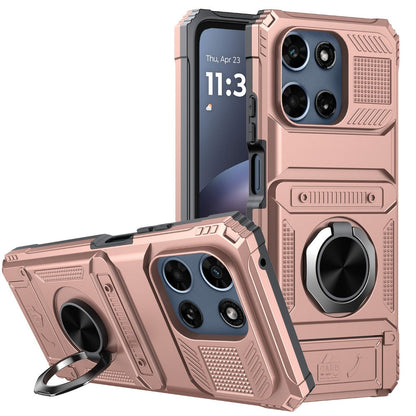 Phone Case Magnetic Metal Kickstand with layered Shell for Motorola Moto G 5G 2025 with Model-Specific Cutouts and Color Choices