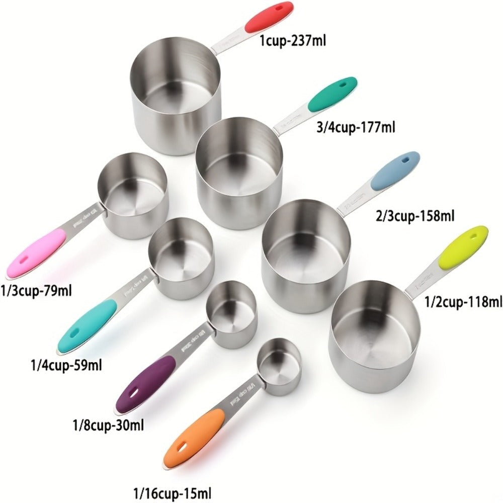 Stackable Measuring Cup and Spoon Sets with 8-, 9- or 17-Piece Black and Colorful Checkout Options