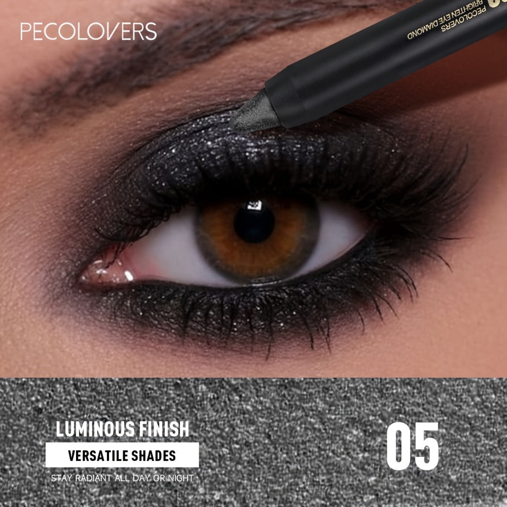 Shimmer Glitter Eyeshadow Stick Set 6 Pcs Dual-Tipped Eye Pencil with Blending Brush Creamy, for Makeup, Travel and Everyday Vanity Use