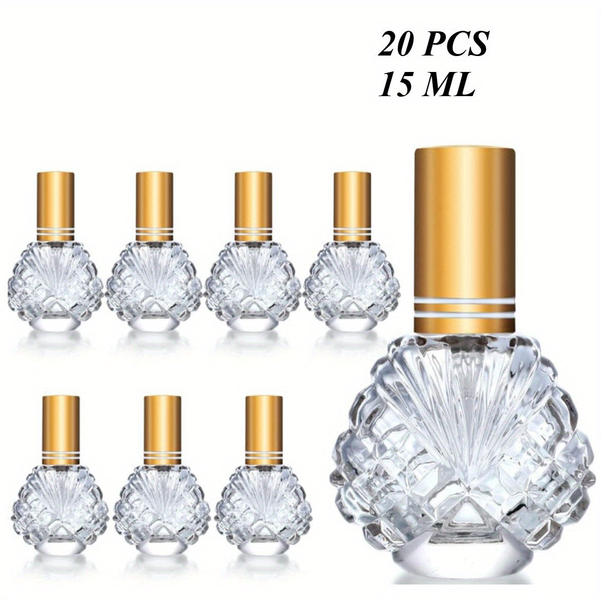 Glass Perfume Atomizer Bottles 15ml 20 Pack Gold Refillable Fine Mist Spray Travel Fragrance Bottles with 5 Funnels and 5 Pipettes
