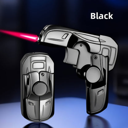Foldable Race-Car-Style Butane Lighter with Rotating Grip and Black or Gold Checkout Options
