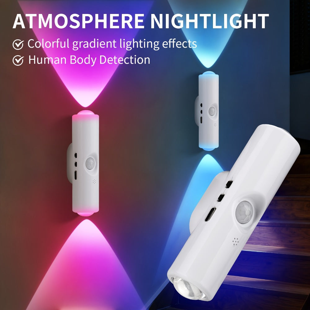 RGB Magnetic Night Light LED Ambient, Multi-Color Motion Sensor, No-Drill Magnetic Install, Long Battery Life for Living Room