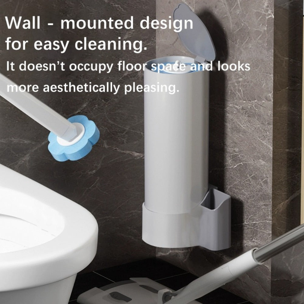 Disposable Toilet Brush Set with Replacement Brush Heads Wall Mounted or Floor Standing for Entryways, Bedrooms and Living Spaces