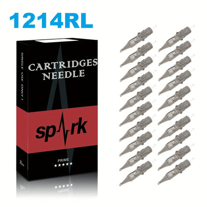 Tattoo Cartridge Needles with SPARK Label, 20-Piece Box and 24 Retained RL RS CM M1 Model Choices