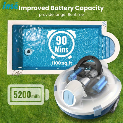Cordless Robotic Pool Cleaner with 90-Min Runtime, Self-Parking Auto Vacuum, Floating Bracelet Retrieval