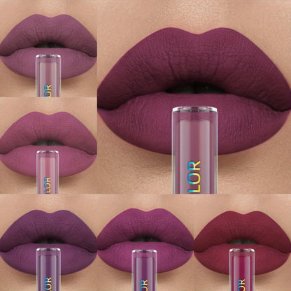 Matte Liquid Lipstick Set 6pcs Lip Glaze Non-Sticky Non-Drying Colorfast Velvet Finish, for Makeup, Travel and Everyday Vanity Use