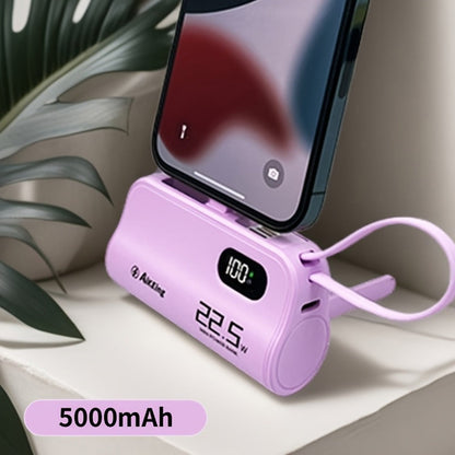 5000mAh Capsule-Style Power Bank with 22.5W Marking, Hidden Stand, Digital Display and USB Cable
