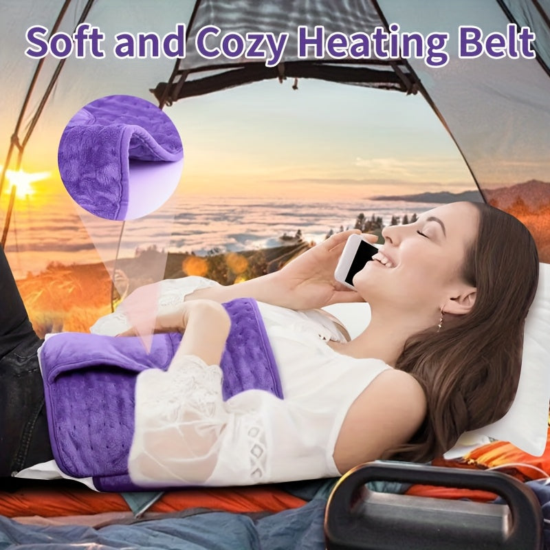 Wraparound Electric Heating Belt with Six Heat Levels, 1–6 Hour Timer and Adjustable Waist Straps in Gray or Purple