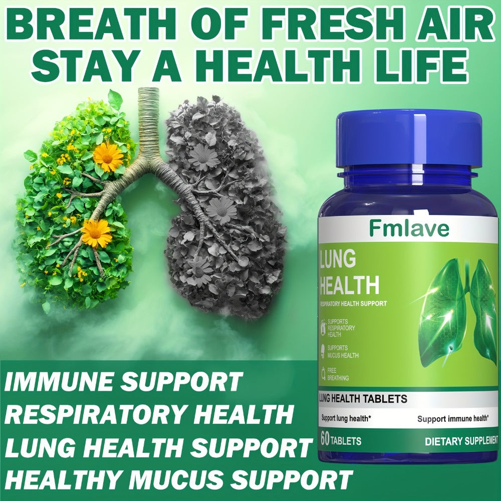Herbal Lung Cleanse Supplement 60 Tablets, Respiratory Health Support, Breathing Comfort, Mucus Clearance & Immune Boost