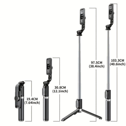 40.6-Inch Black Selfie Stick Tripod with Rotating Phone Head, Fold-Out Floor Base and Remote