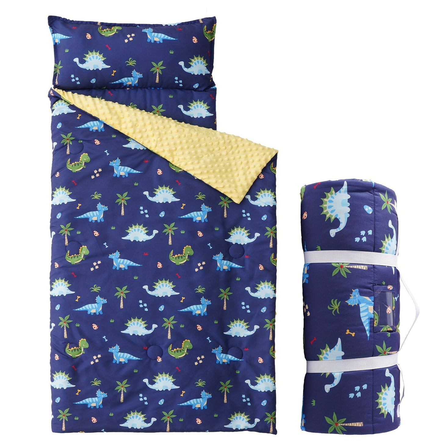 Kids Nap Mat Roll-Up Sleeping Mat for Daycare & Travel - 100% Polyester, Fun Prints for Entryways, Bedrooms and Living Spaces