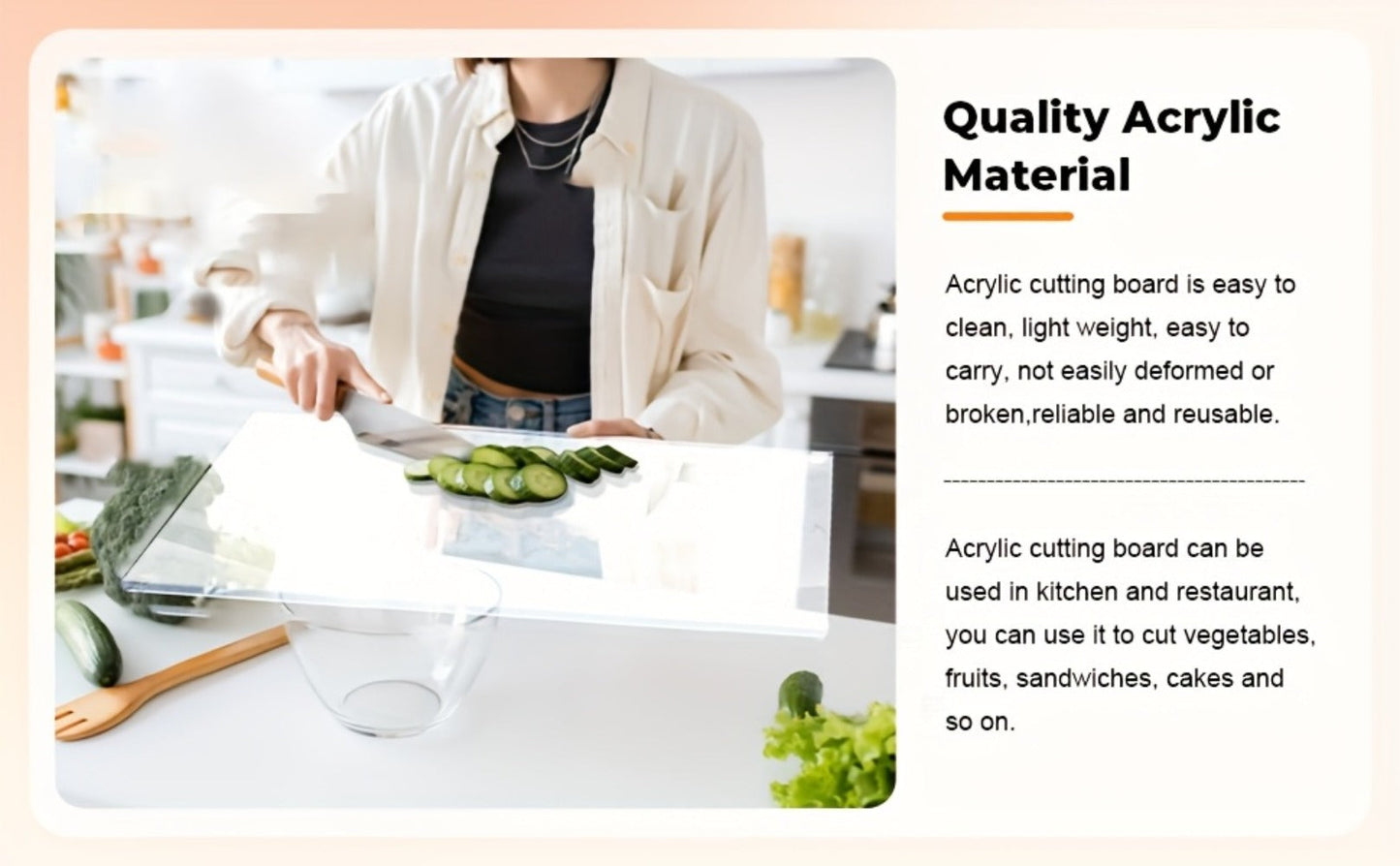 Acrylic Cutting Board Large Anti-Slip 17x23 Inch – Clear & Black Countertop Protector for Kitchen & Restaurant