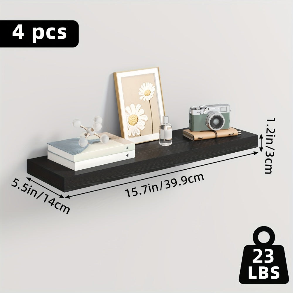 Floating Wall Shelf Set with Concealed-Style Brackets, Multiple Finishes and 4- or 6-Piece Options