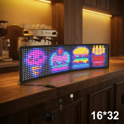 Programmable LED Sign Flexible Matrix Panel, App & USB Control, RGB Multicolor, Music Sync, Text & Animation Display for Indoor Shop